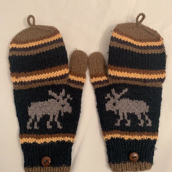 Genuine 100 % Alpaca wool mittens/fingerless gloves - Picture 1 of 11